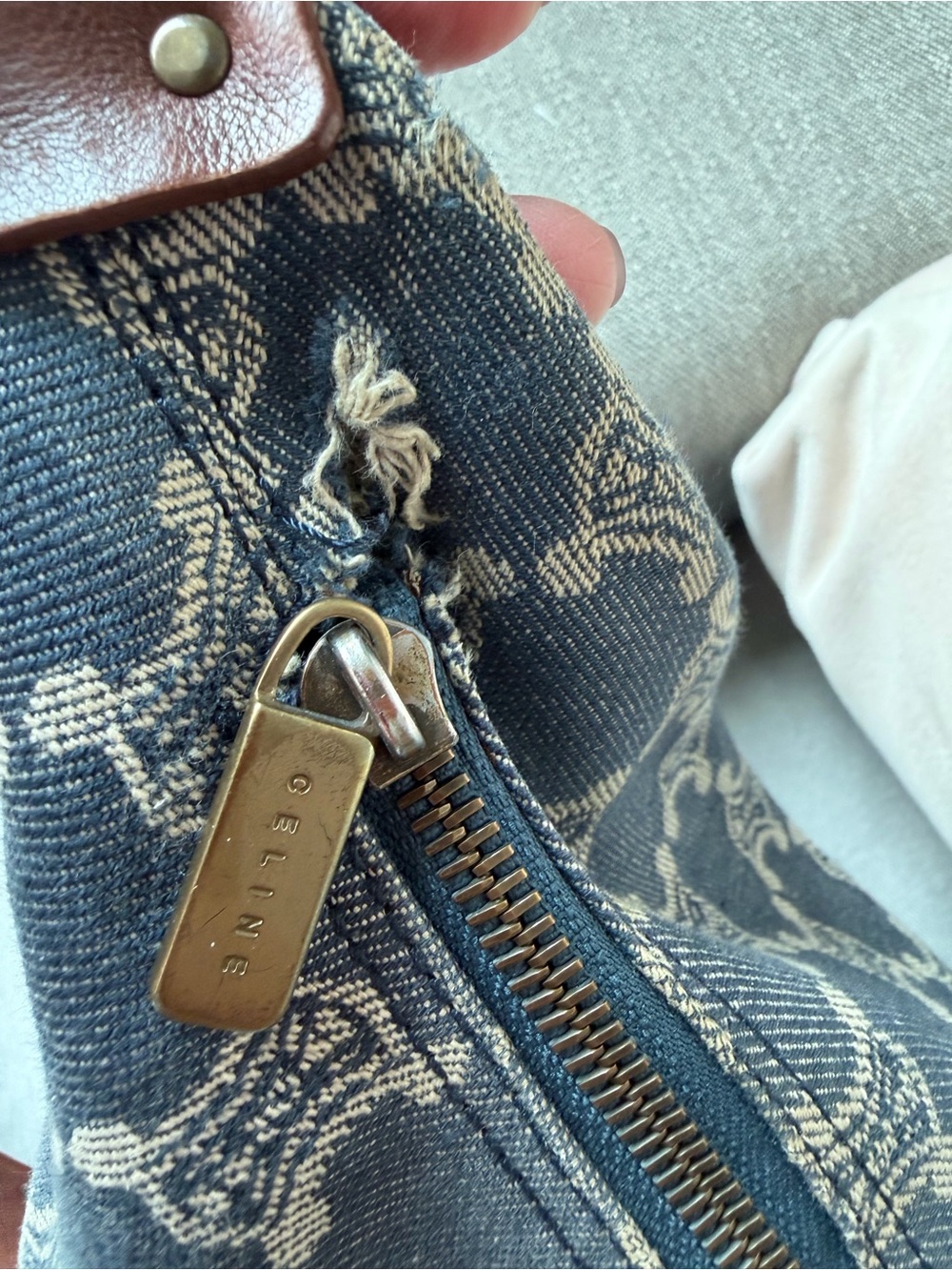 Celine Blue Monogram Canvas Crossbody with Brown Leather Strap - Picture 13 of 13